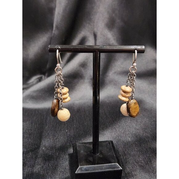 Silpada W1812 African Opal & Bronzite Sterling Silver Drop Earrings - Picture 1 of 2